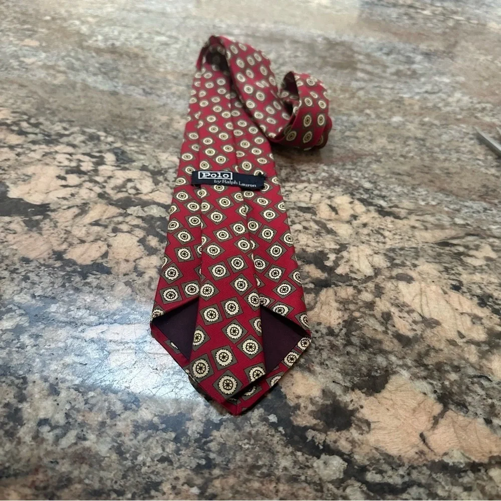 Polo by Ralph Lauren Red and Gold Geometric Tie